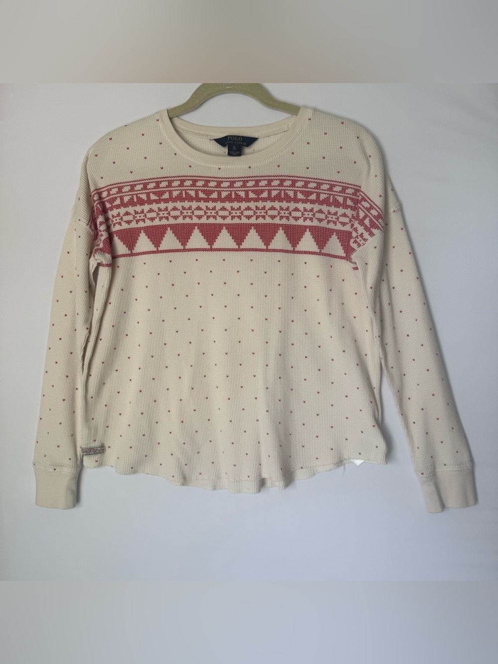 Polo by Ralph Lauren Drop Cut Knit  Cream with Pink Fair Isle Yoke